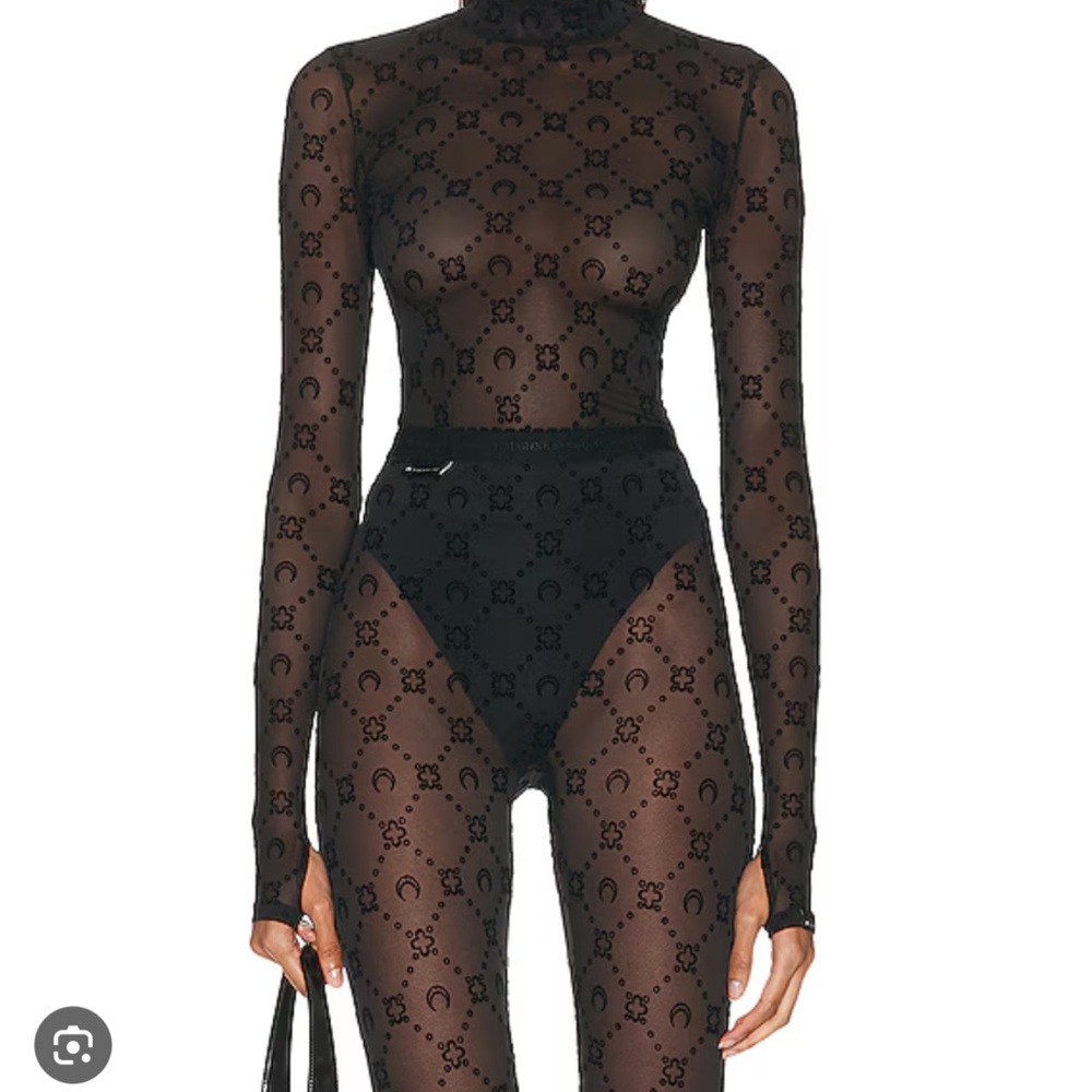 Marine Serre Black Mesh Highneck Top - Picture 2 of 5